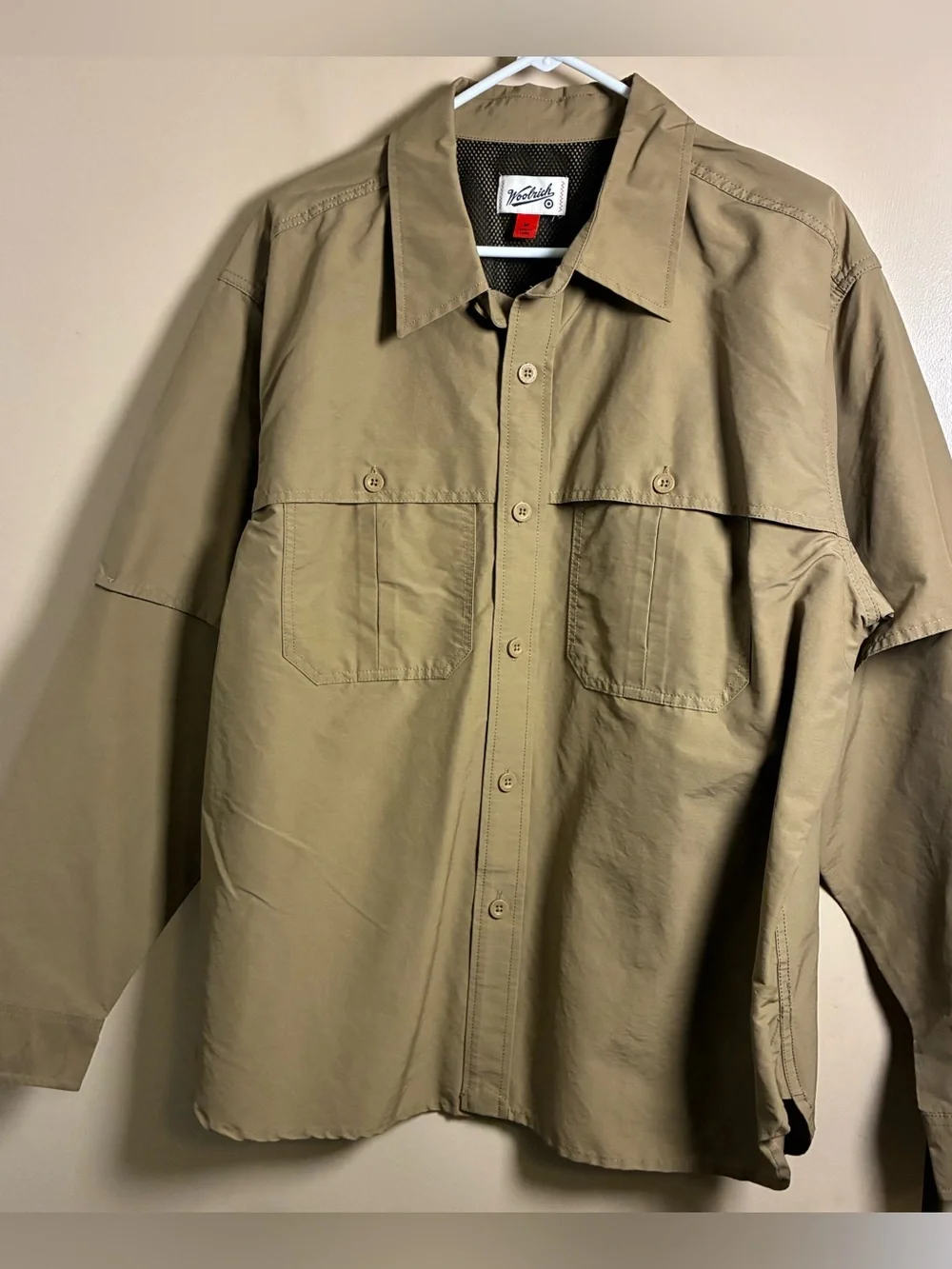 Woolrich Men's Light Khaki Button-Up Shirt Jacket